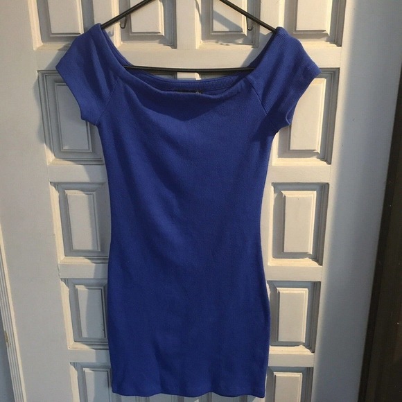 Signature 8 Knit Dress Fitted JuniorSzL Pretty Blue Cap Sleeves Pre-Owned - Picture 4 of 10